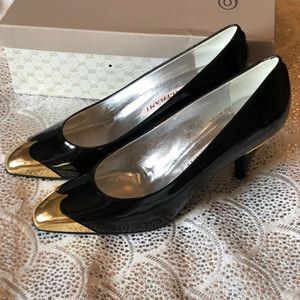 Beltrami black gold heel